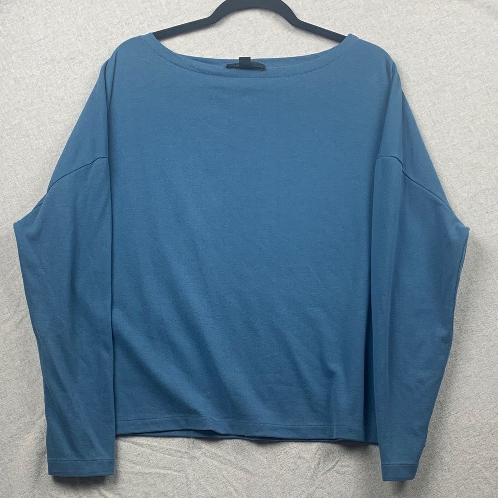 ALLSAINTS | SMALL Womens CASUAL OVER SIZED CREWNECK LONG SLEEVE SHIRT | BLUE